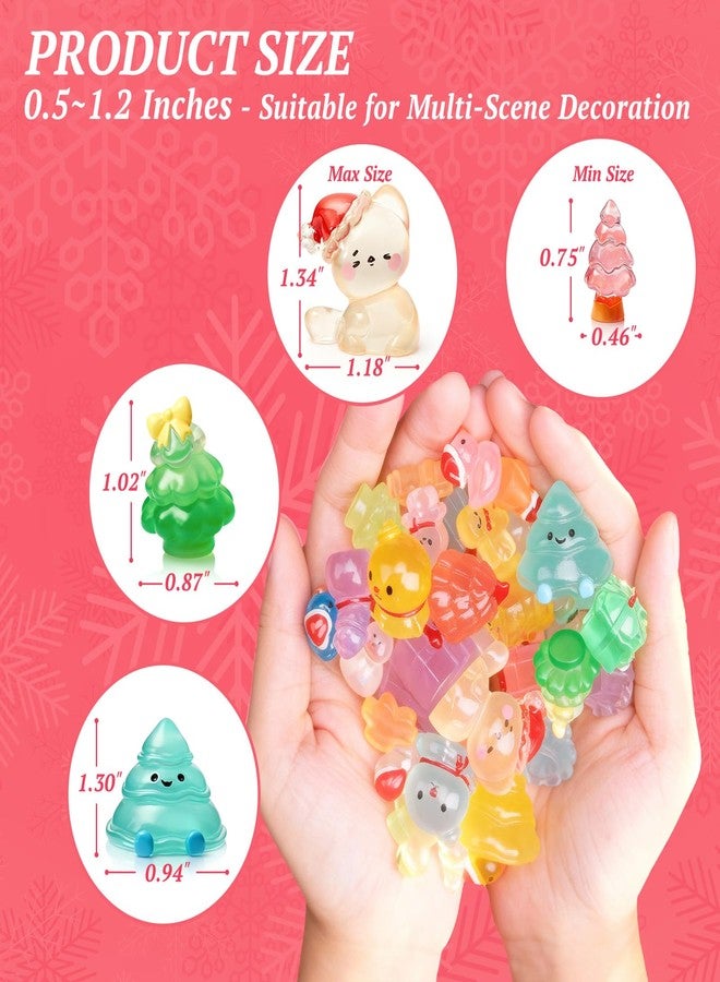 CHAMBERY 40Pcs Miniature Christmas Figurines Mini Resin Figures Glow in The Dark to Hide Xams Tree Snowman for New Year Holiday Party Favors Crafts Decorations - Image 5